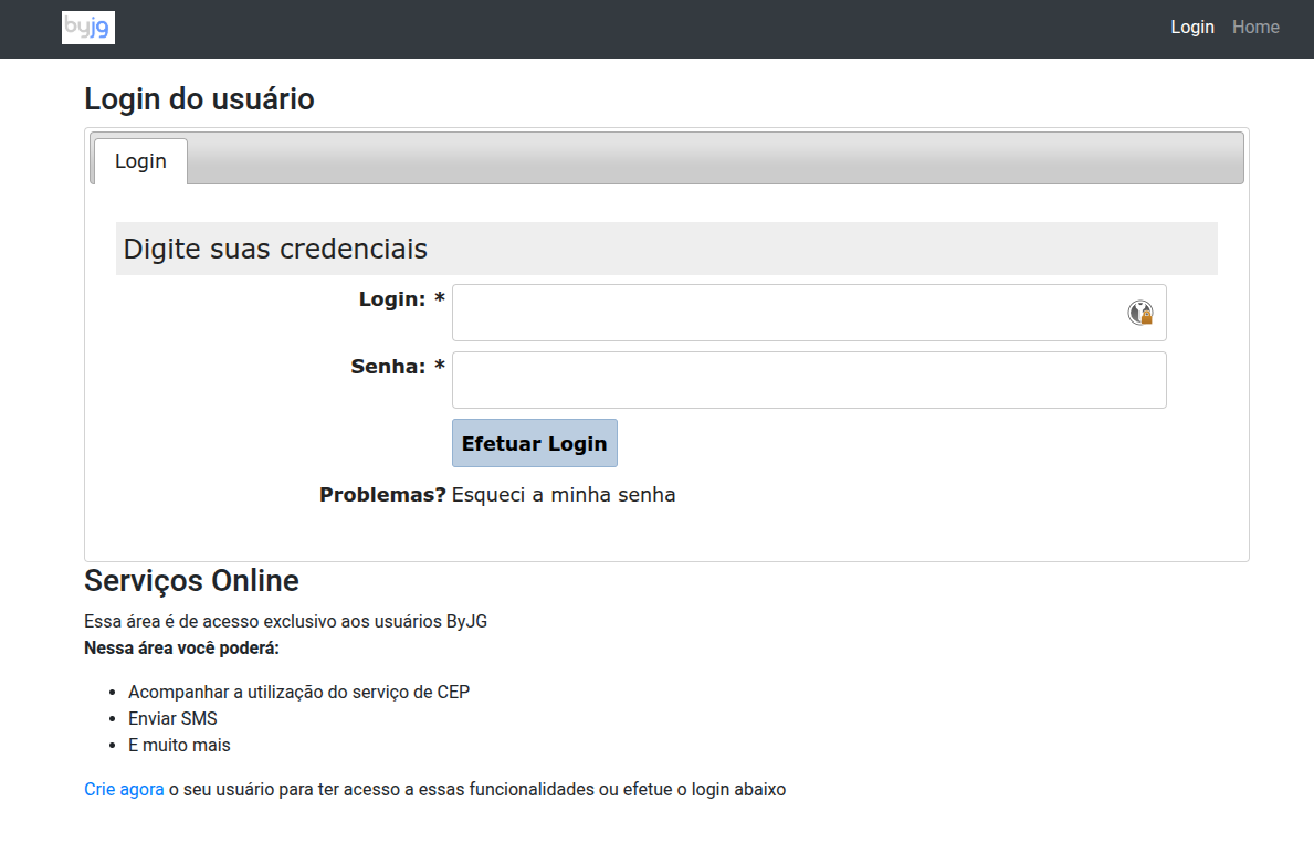 Login antigo